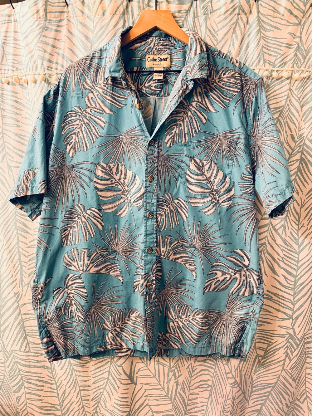 Men's Light Blue Tropical Button-Up Aloha Shirt, 100% Cotton ⭐️3 for $20⭐️